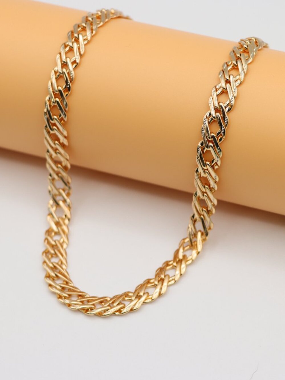 Textured Rose Gold Cuban Chain Necklace  Bold Shine, XPNL0127 - Picture 3 of 9